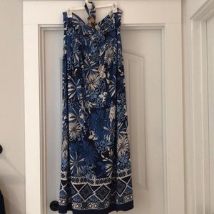 Blue and white maxi dress